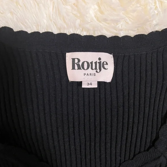 Rouje Black Ribbed Long Sleeve Top with Red Rose Accent - Picture 4 of 8